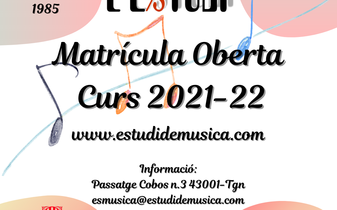 matricula clases de musica 2021 2022 escuela de música Tarragona