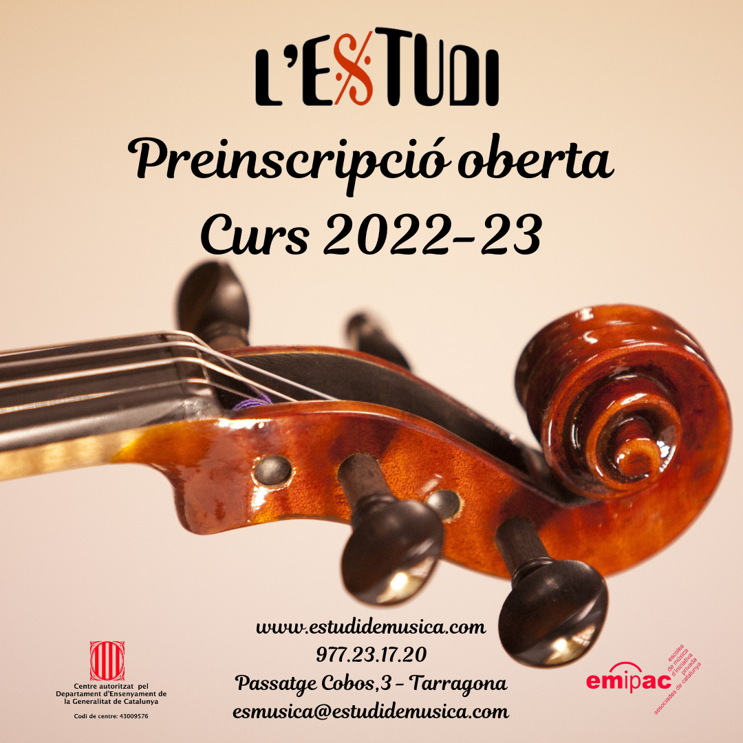 inscripciones para el curso 2022-2023 escuela de música Tarragona