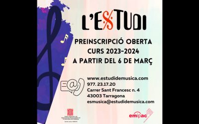 Preinscripción abierta curso 2023 – 2024 L’Estudi Escuela de música en Tarragona